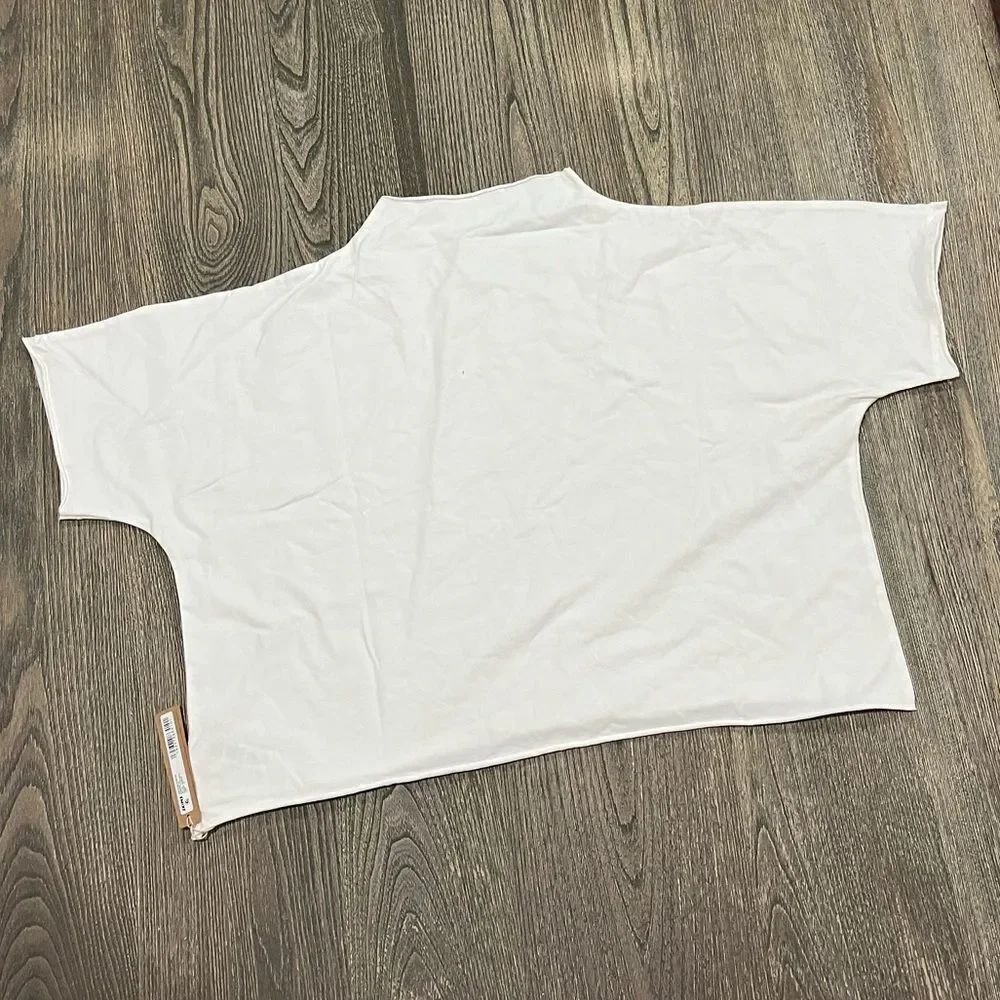 NWT Skims Raw Edge Super Cropped Tee Mock Neck Short Sleeve Stretch Marble 4X